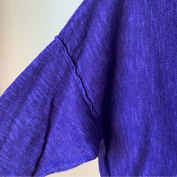 Eileen Fisher Organic linen and cotton purple crewneck sweater pockets on front - Picture 8 of 8
